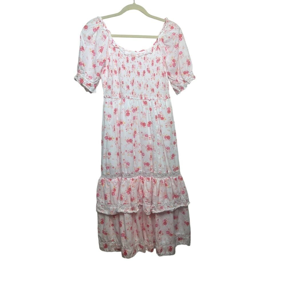 LoveShackFancy x Target Cosette Smocked Pink Floral Dress Sz. M - Picture 4 of 9